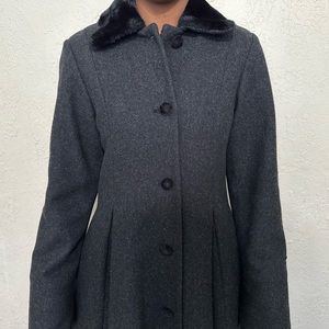 Stephanie Matthews 100% Wool Black Dress Coat Vintage Girl’s 16 or Women’s Small